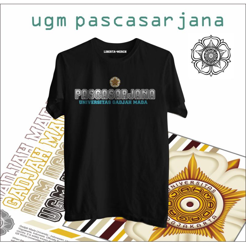 T Shirt Postgraduate UGM Saga Black Premium Edition Gadjah Mada University merchandise kaos