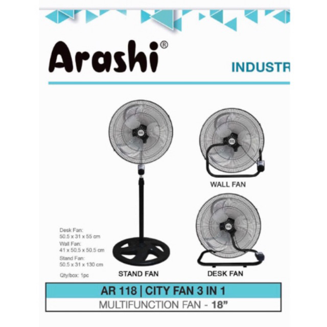 CITY FAN ARASHI Arashi City Fan 3 in 1 Fan / on the table, on the wall, on the floor / floorfan / wallfan / deskfan