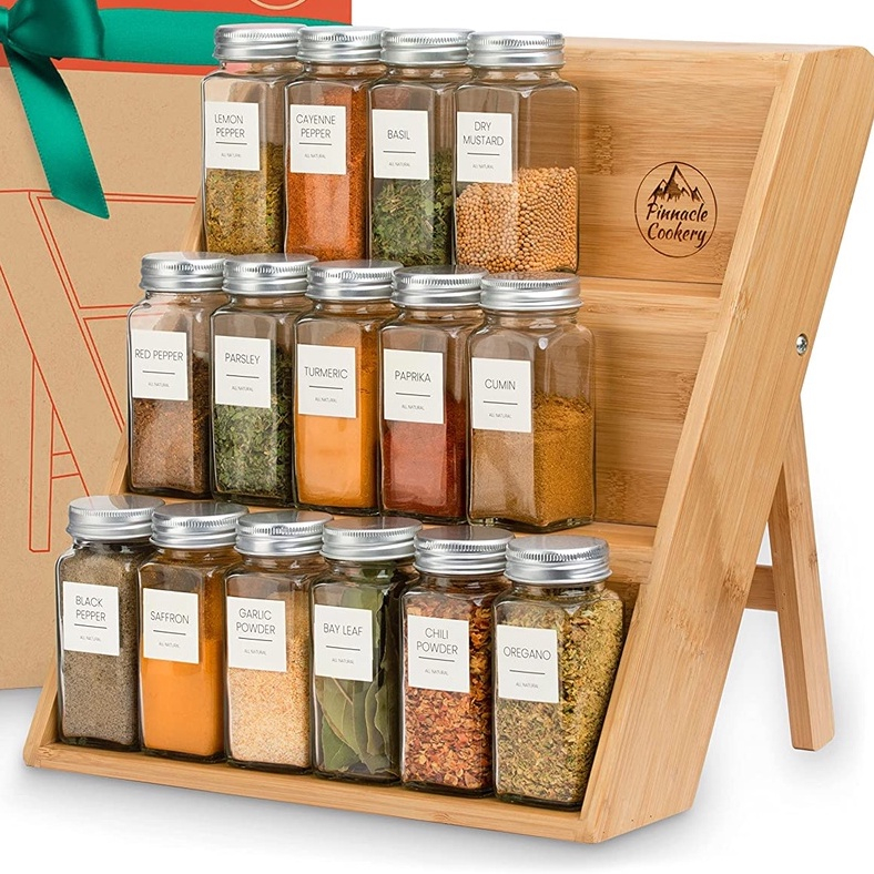 Aesthetic spice rack/kitchen spice rack/tiered spice rack jatibelanda spice rack Pine w…