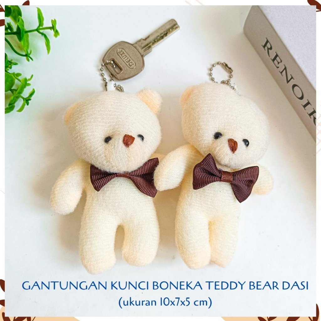 GANTUNGAN Keychain Doll teddy bear Tie Size 10x7 x 5cm keyring keychain souvenir Cute Cute Unique Gift Korean aesthetic School Tools