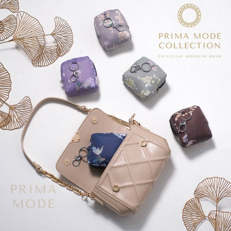 Prima MODE - (FREE SAJADAH) Calla Series Buttonscarves 2in1 Mini Motif Parachute Premium Korea Travel Chin Zipper