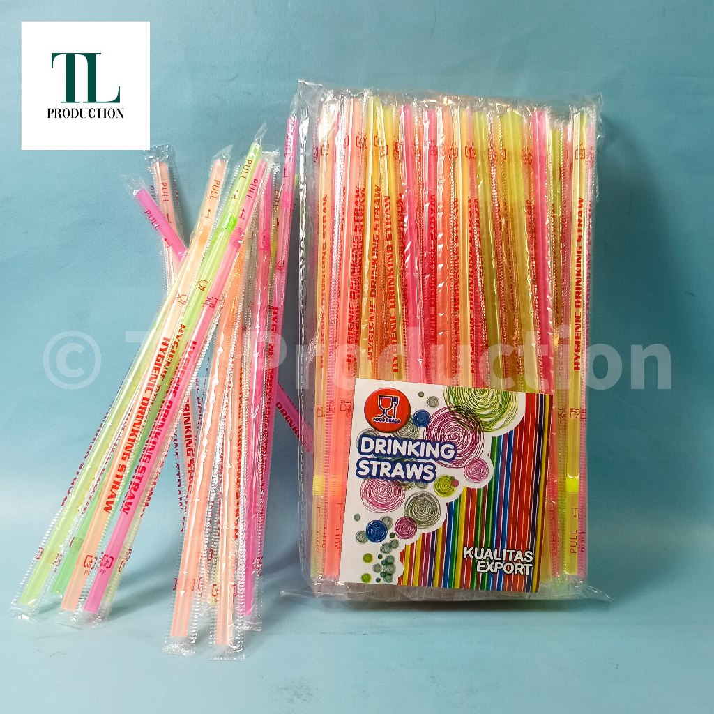100pcs Sterile Neon Plastic Bendable Straws 6mm x 24cm / Plastic Wrap Bendable Straws - Sterile 6mm Plastic Wrapped Straws - Colored Straws - Sterile Flexible Straws - Colorful StrawsPlastic Wrapped Bendable Straws