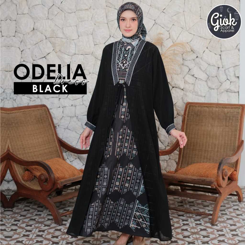 Dress - Black by Giok Apparel - lebaran printing Raya series Dress