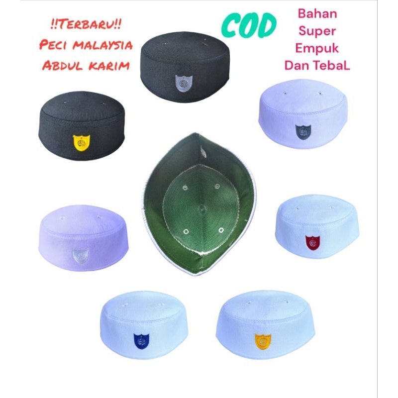 Malaysian Songkok Cap 7 cm High Premium Quality Super White Nuzli Haji Alay ABDUL KAREEM no. 1-10
