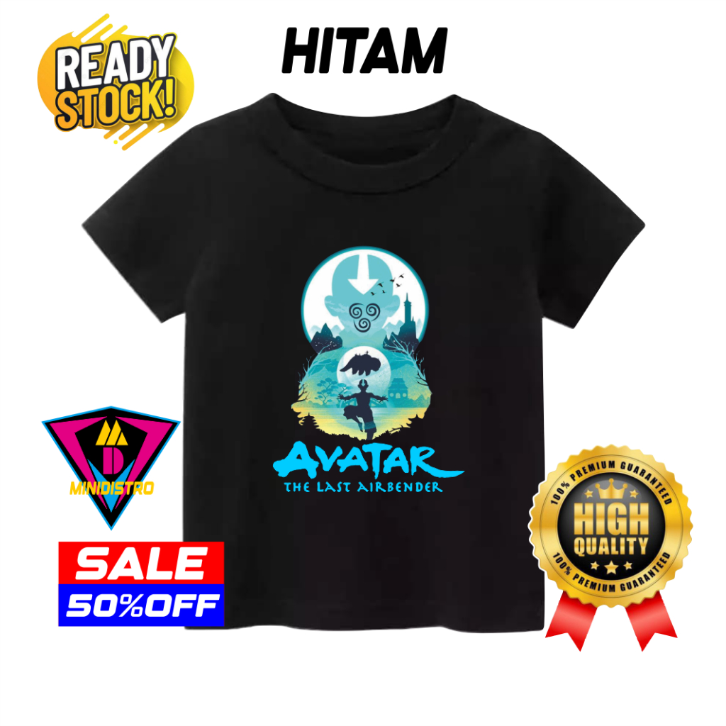 CHILDREN'S CLOTHES TOP AVATAR THE LAST AIRBENMDER PREMIUM COTTON COMBAD COMFORTABLE COOL SOFT FASHION FOR CHILDREN 1-6 YEARS.