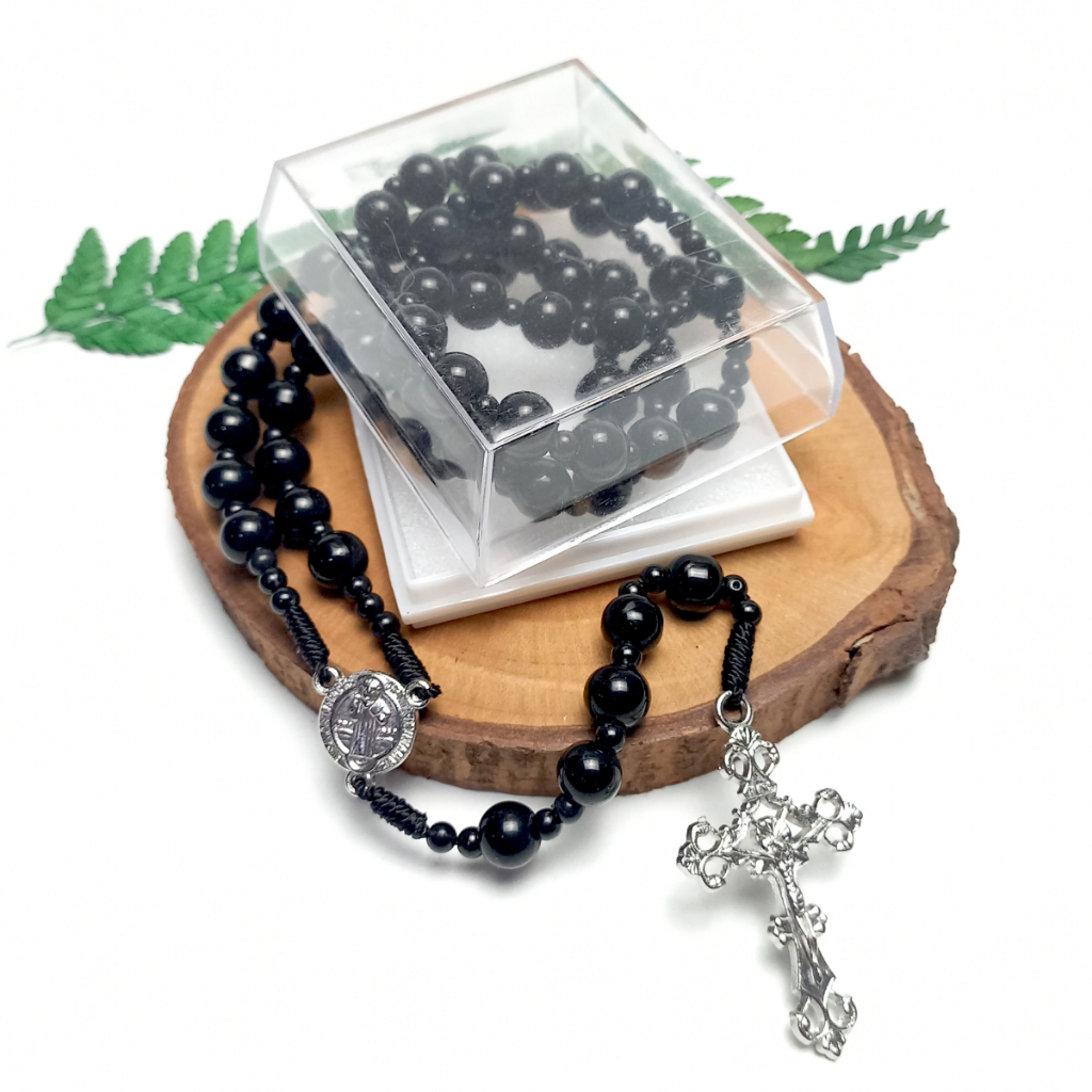 (Exclusive) Black Egyptian Stone Rosary/Catholic Rosary Necklace/Rosary Souvenir