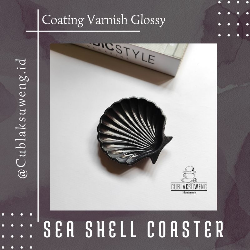 HITAM LILIN Cublaksuweng sea shell coaster Black shell Placemats Product Photo props Photo props Photography shell Placemats Cement Placemats Wedding Souvenirs Candle Placemats Room Decoration Content Property