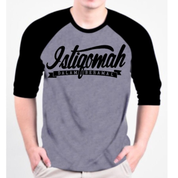 ISTIQOMAH SCREEN-PRINTED MEN'S RAGLAN T-SHIRTS \ MEN'S RAGLAN T-SHIRTS 3\4 SLEEVES, MEN'S TOPS T-SHIRT/S DISTRO T-SHIRT/S