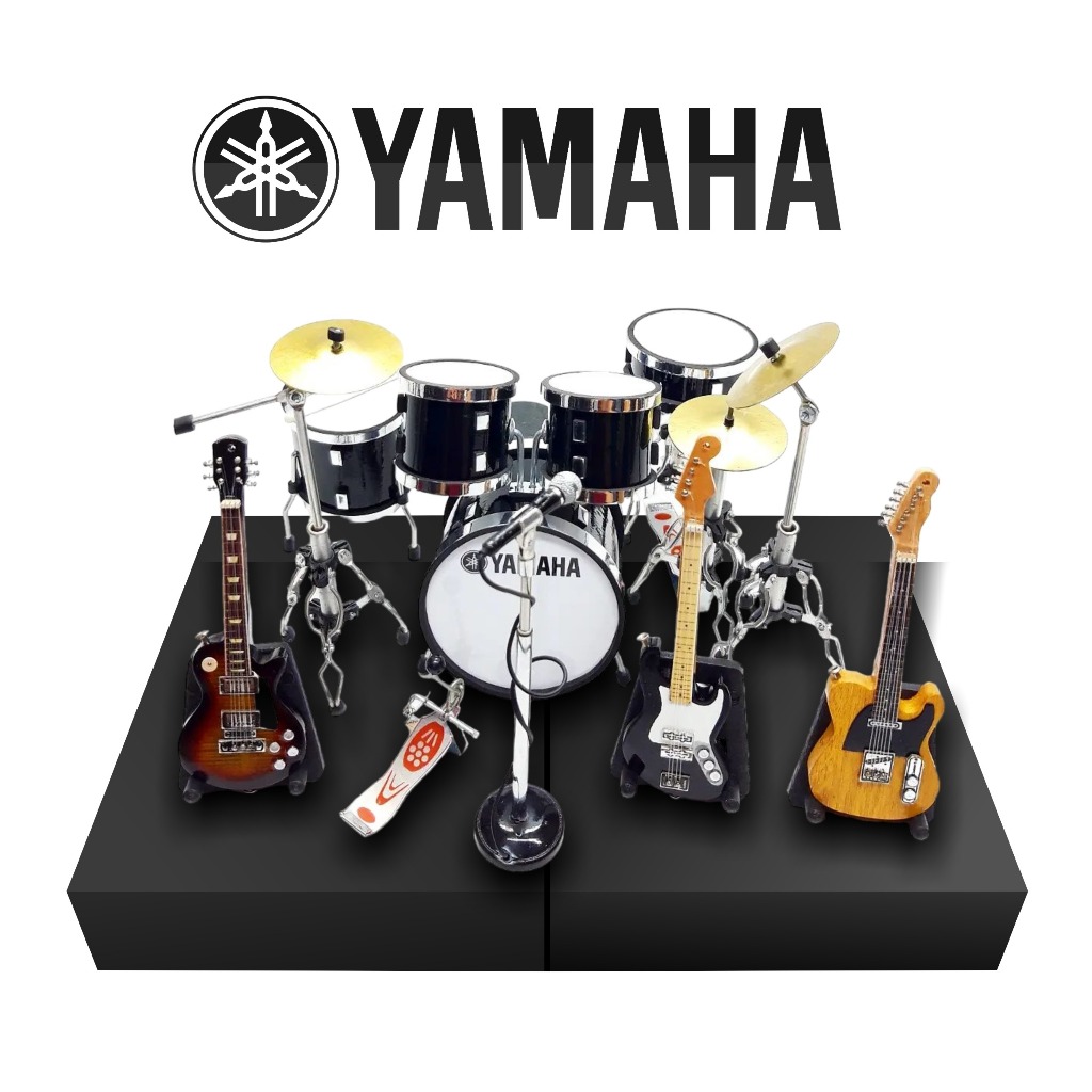 Yamaha Black Drum Miniature and Exclusive Guitar 1 Scale 12 Plus Mic