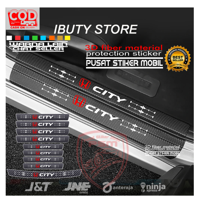 3D CARBON SILLPLATE FOR CITY CAR CUTTING STICKER CARBON 3D CAR FOOTPRINT PROTECTOR HONDA CITY
