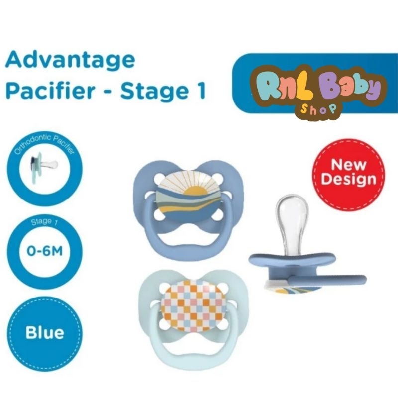 Dr. Brown's Advantage Pacifier Stage 1 (0-6 Months) New Pattern - Baby Pacifier