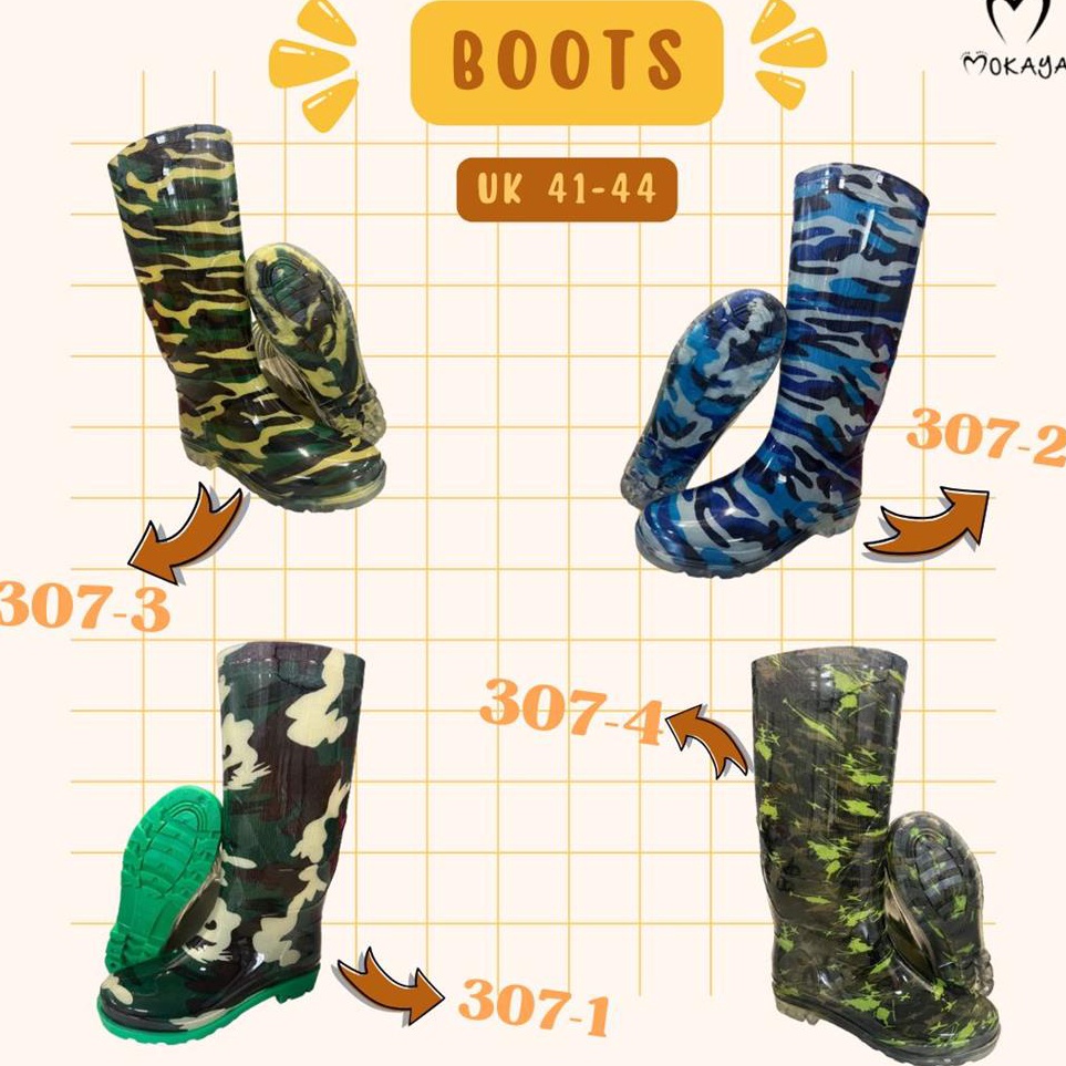 Art B16K Boots High Rain Boots Army Unisex Men Women Anti Flood Anti Slip Super Cool Trendy Import (Earloop) Size 4144 37