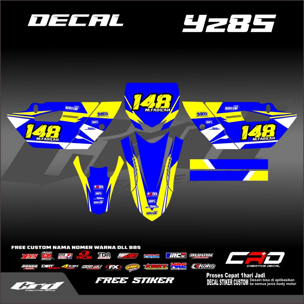 STICKER YZ85 OLD / NEW DECAL YZ 85 NEW STANDARD DUCK DECAL STICKER YZ 85 DECAL STICKER YZ 85 NEW MOTORCYCLE STICKER