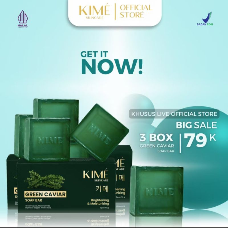 Kime Skincare Green Caviar Pack of 3 Soaps