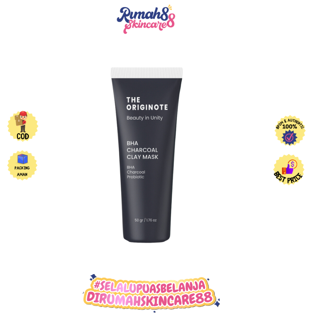 The Originote BHA Charcoal Clay Mask - Exfoliating Mud Mask Facial Mask Removes Dead Skin Cells Removes Excess Oil with