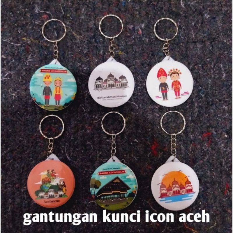 GANTUNGAN CONTENTS 50 PCS KEYCHAIN SOUVENIRS ACEH SERAMBI MECCA Wedding Souvenirs