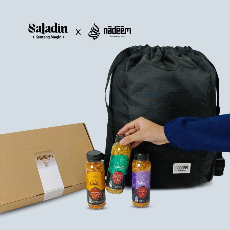 Nadeem x Saladin - Medina Bag | Magic Potato Saladin | Umrah And Hajj travel Bags | Folding Bag | Drawstring Bag | Travel Backpack | Travel Backpack | Multifunctional Waterproof Backpack for Unisex | [Sale] | Potato | Snack