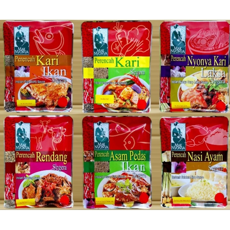 MAK NYONYA PERENT INSTANT SEASONING 100gr/ HAINAM CHICKEN RICE/ SPICY ACID FISH/ VEGETARIAN CURRY SAUCE/ CURRY SPICE/ LAKSA CURRY/ NYONYA CURRY/ SPICE RENDANG/ FISH CURRY/ CHICKEN RICE