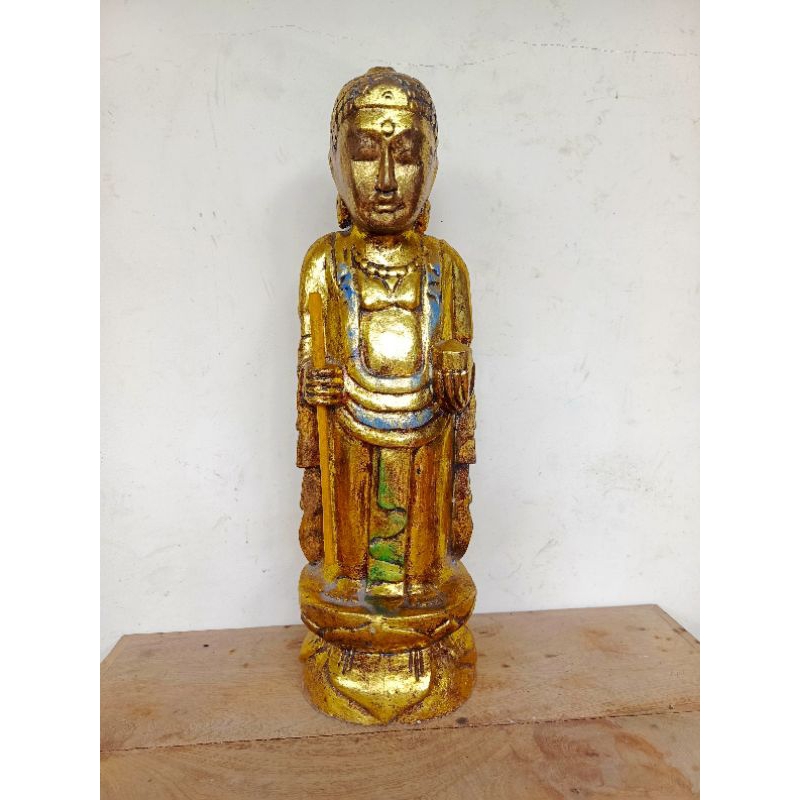 KAYU 60cm High Wooden Statue Antique Sculpture Display