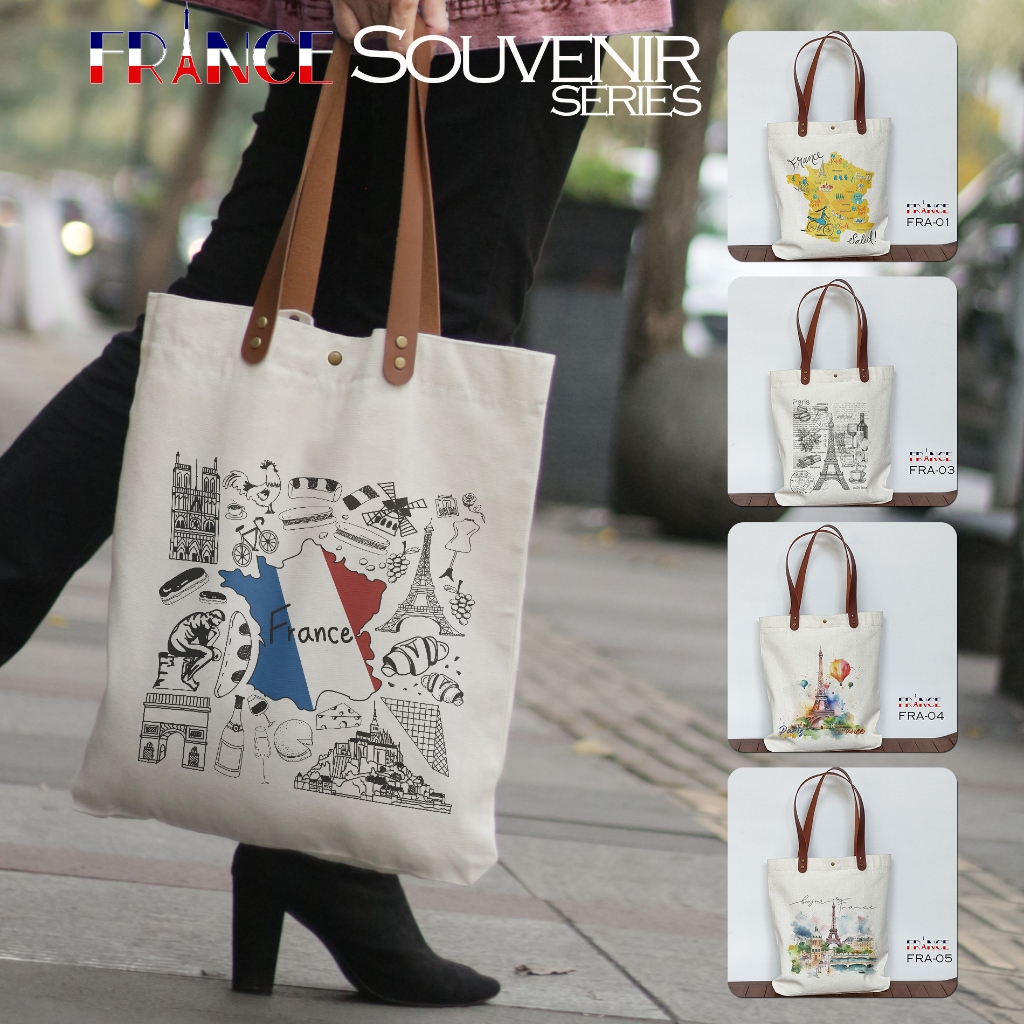 Tote Bag Canvas By Paris French Souvenir Bag