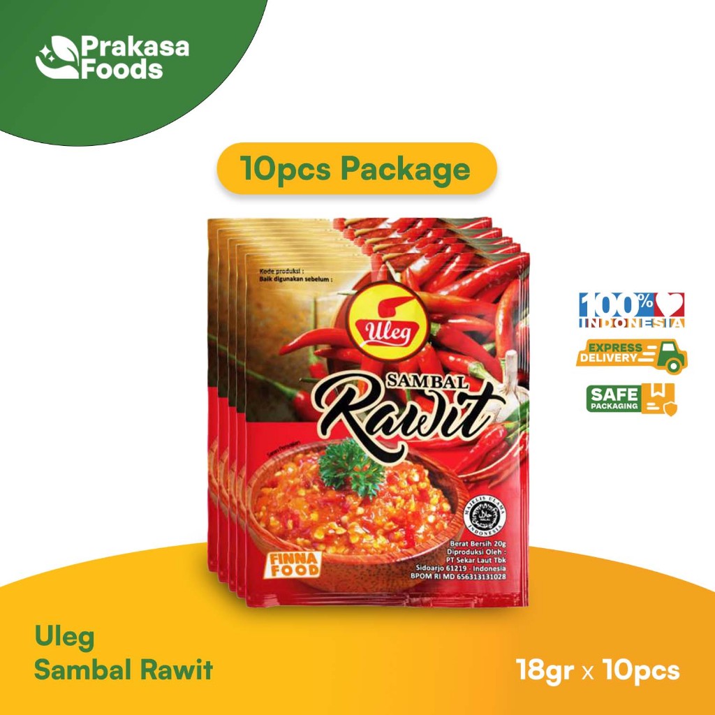 Djaya77 - Uleg Sambal Rawit Sachet Contents 10 180gr | Nampol Spicy Chili Sauce Ready to Use | Premium Quality Traditional Sambal | Practical for Side Dishes, Rice & Various Dishes