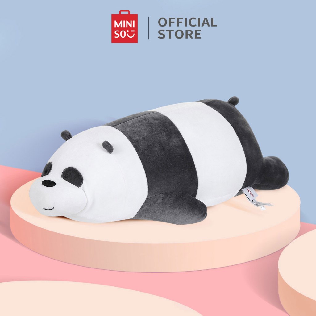 Miniso Stuffed Toy Bear We Bare Bears Doll Jumbo Lying Plush Toy 72cm Stuffed Bear Lmut Bear Pillow Toy Large Stuffed Pillow Doll Imported Doll Children Cartoon Doll Birthday Gift Children's Gift Christmas Gift