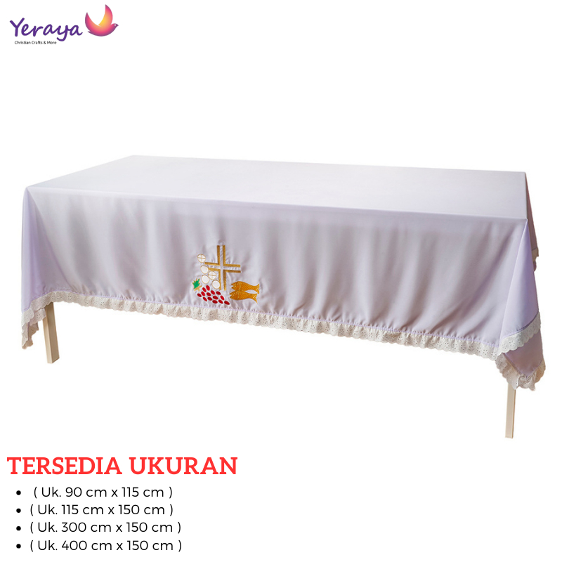 PUTIH White Altar Tablecloth 2 Fish Ero Embroidery Table Runner White Tablecloth Banquet Church Altar Mass Supplies