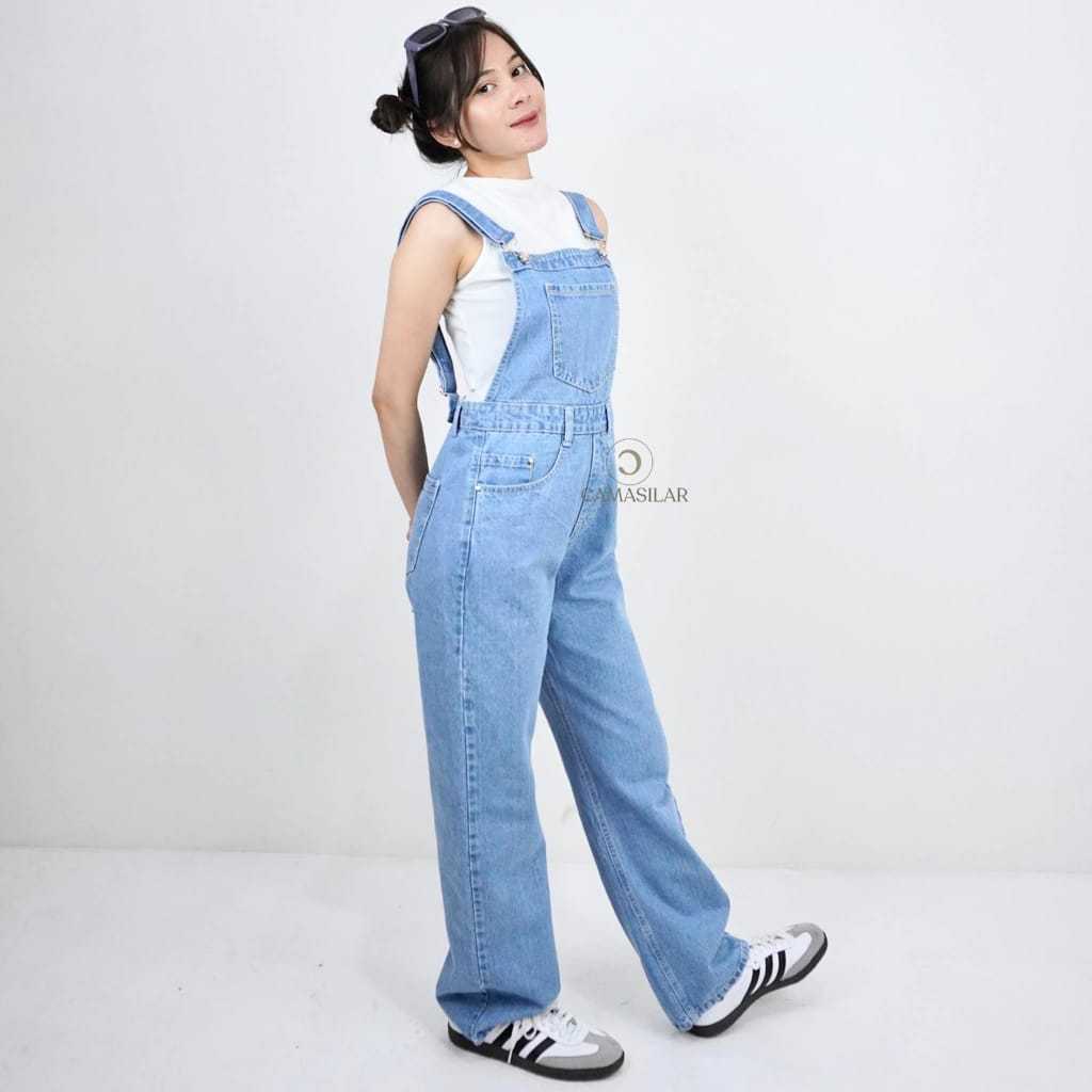 Overall Jumpsuit Jeans Black Wanita Gaya Korea