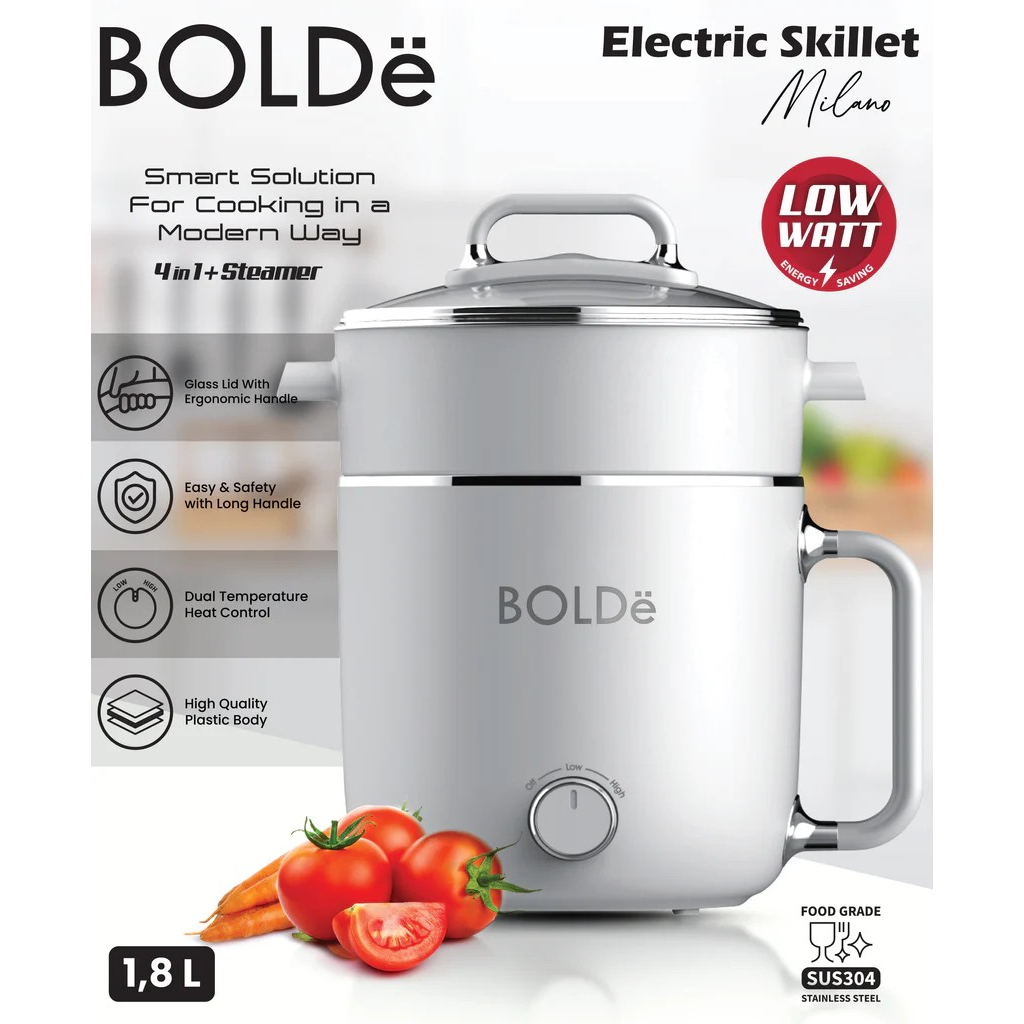 Bolde Electric Skillet Milano Multipurpose Steamer Cooking Pot 1.8l