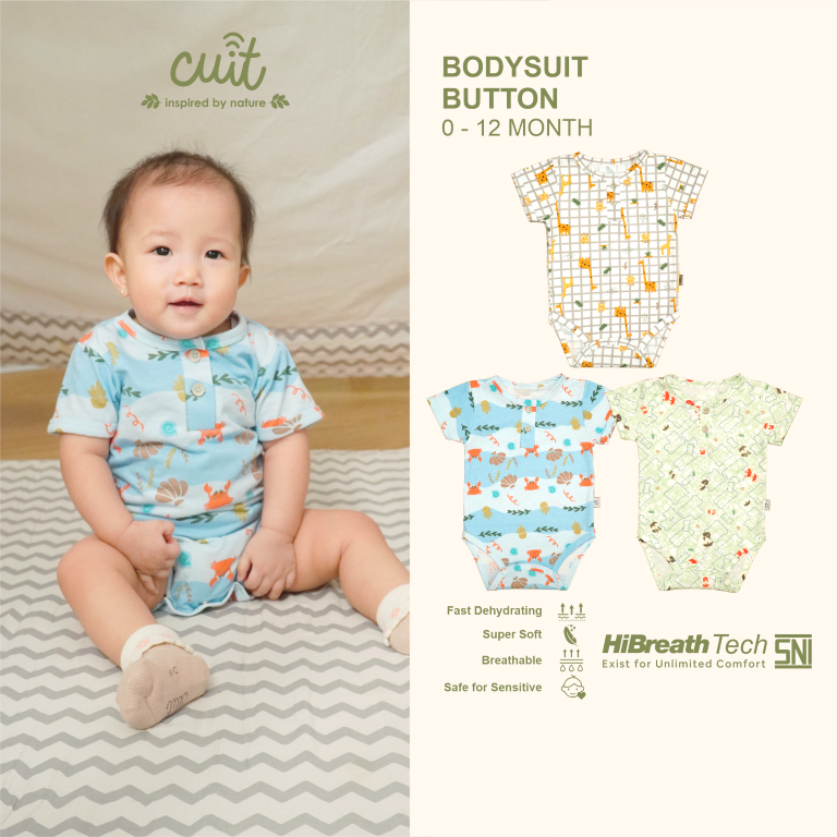 [BABYWEAR] Buttonscarves CUIT - Baby Clothes Bodysuit (0-12 Months) motif Button/Shima Kimono/Kei Romper Jumper Options