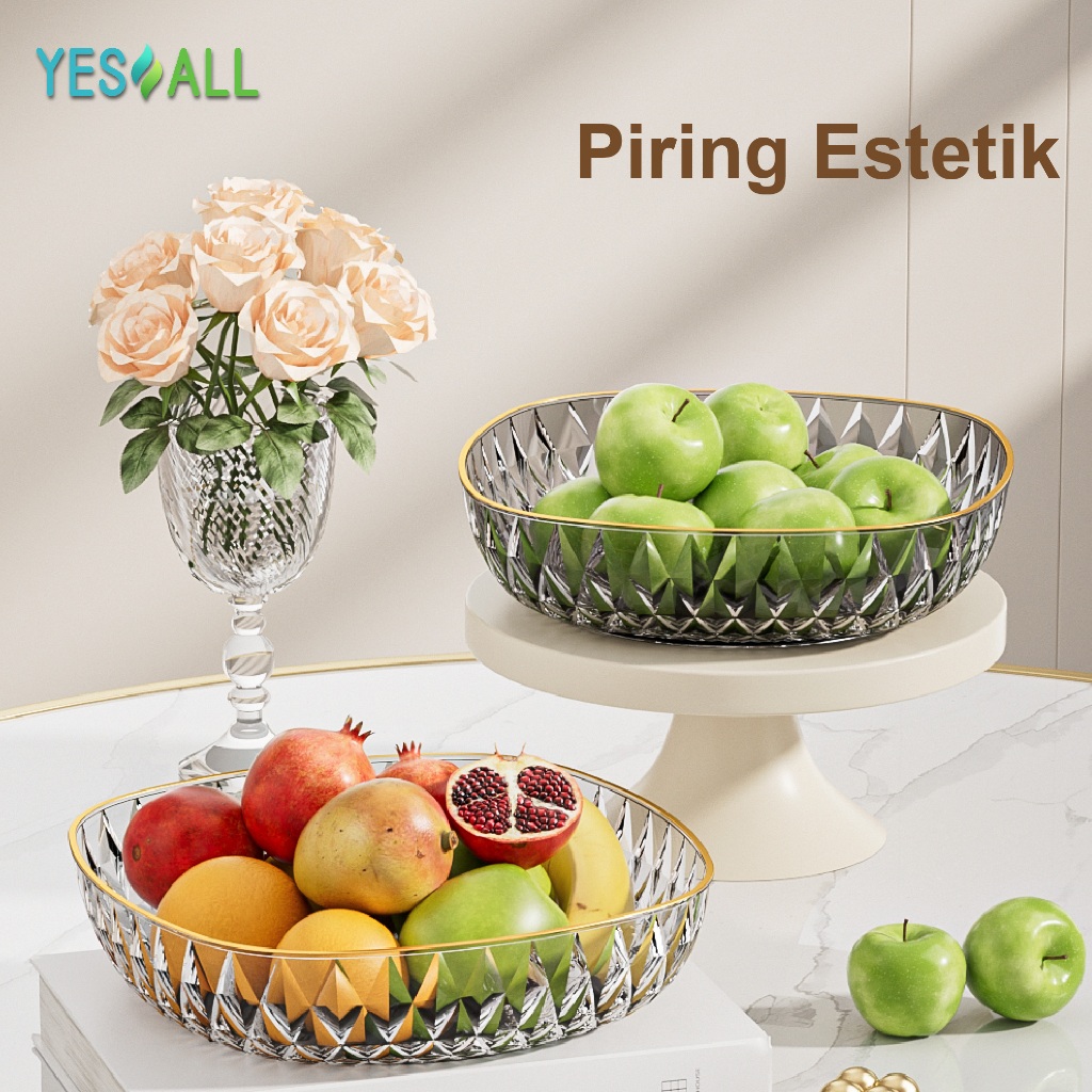 Yesall Round Serving Plate Side Dish Box Fruit Snack Aesthetic Versatile | Beautiful Plastic Diamond Plate Transparent Fruit Cake Aesthetic Souvenir | Sushi Food Plate Dim Sum Salad Fruit Dessert Luxury Plastic Plate Dozens Of Flower Plate Dinner Plate