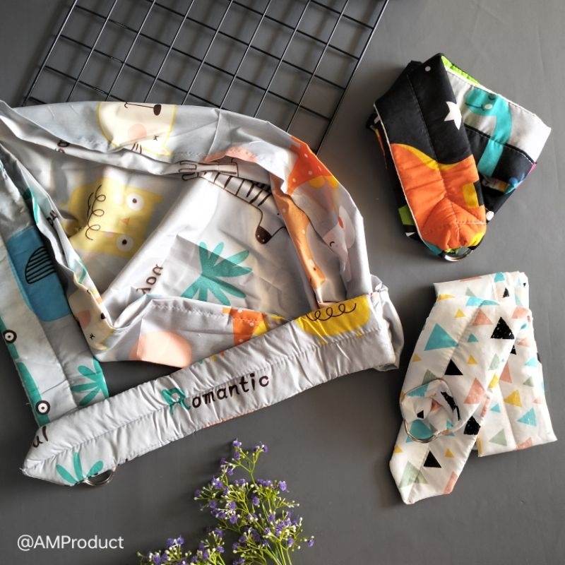 Semi-sarong baby carrier with character motif