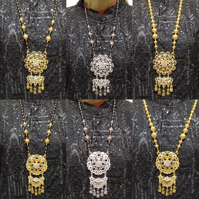 WHOLESALE TWO-LAYER BROOCH NECKLACE PARTY COLOR GOLD WHITE GOLD ETHNIC ETHNIC TRADITIONAL BUGIS MODEREN NEWEST ETHNIC BROSS NEW KUTU HIJAB BRIDE WOMEN CRYSTAL PEARL MODERN KRARAK JURAI KARTINI UNIFORM WEDDING JEWELRY NEW CHAMPION