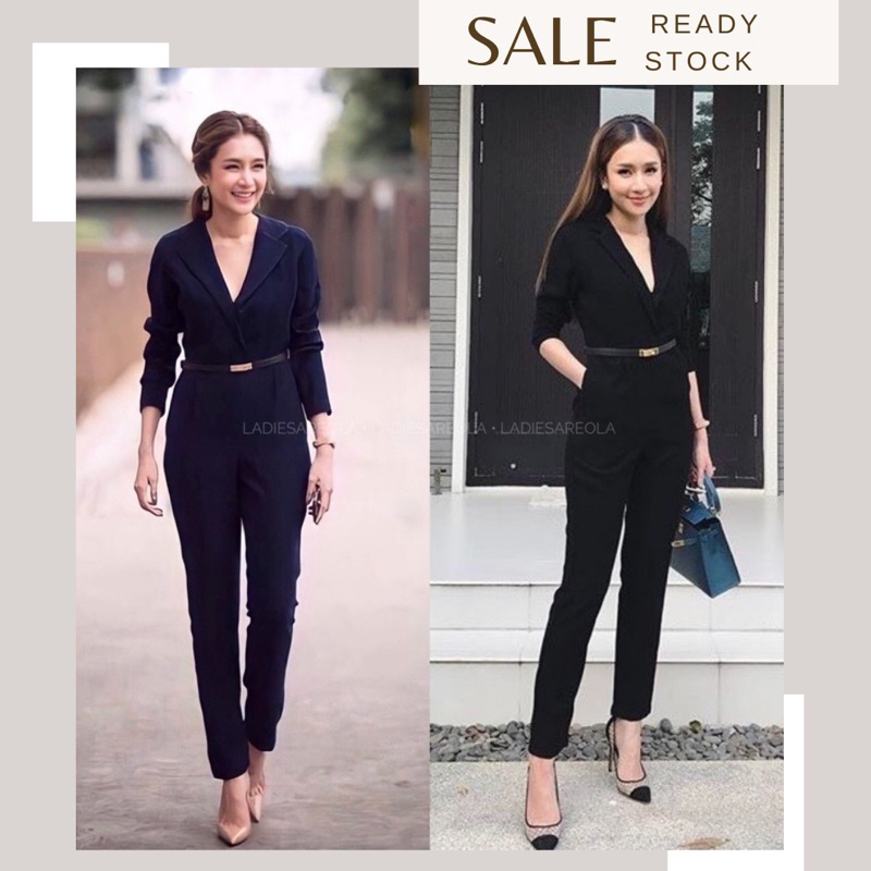- Esperanza jumpsuit Long Slevee pantsuit Women slim big size jumbo Large size jumpsuit Work formal casual v neck