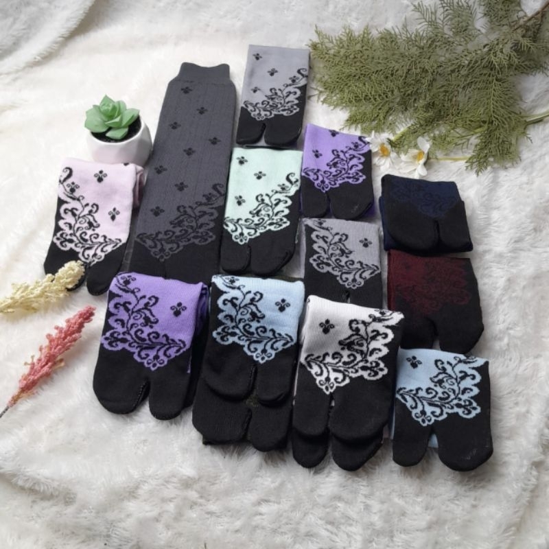 Black Patterned Toe Palm Patterned Toe Patterned Toe Socks/ Colored Socks/ Socks/ Black/// Muslim Women's/ Stokin Muslimah Stokin Muslimah Tebal