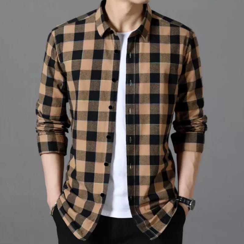 KEMEJA Men's Women's Long Sleeve Flannel Shirt, Latest Contemporary Pattern Catur Orange, Contemporary Distro