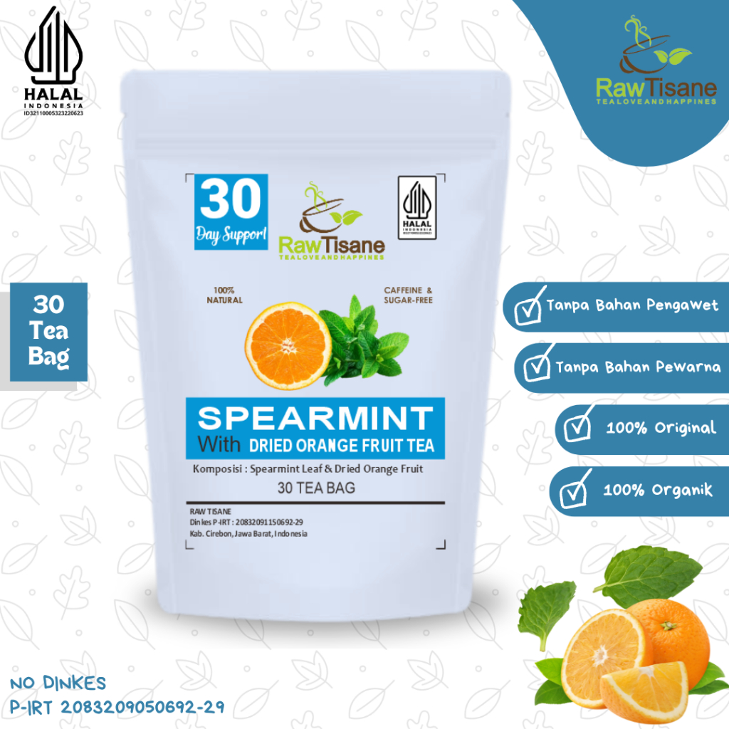 Spearmint Orange Tea: Spearmint Leaf & Dried Orange - 30 Tea Bag