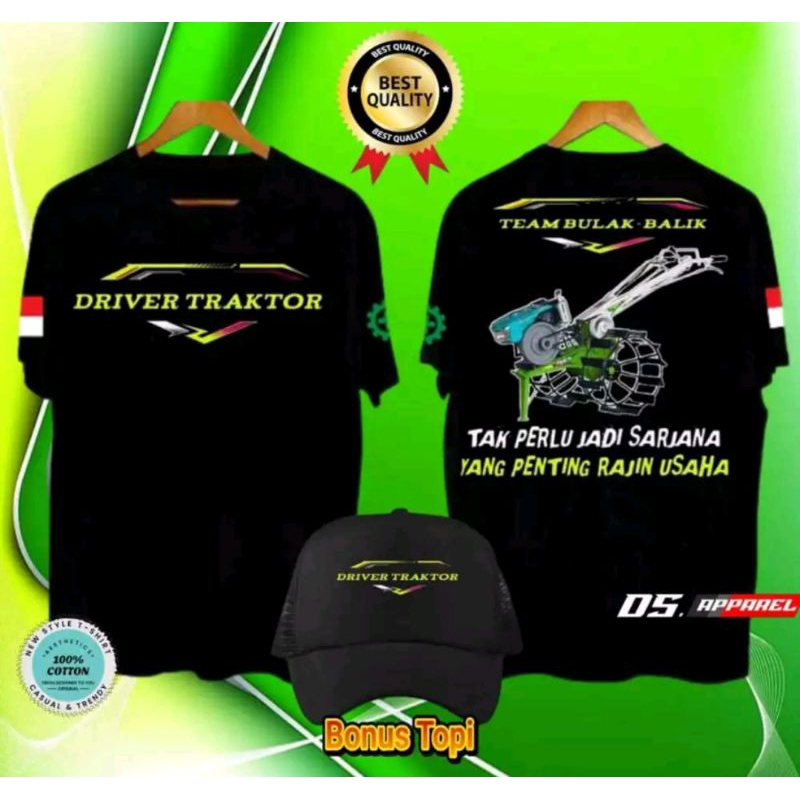 Indonesian Tractor DRIVER T-Shirt FREE Indonesian Tractor Hat Back And Forth