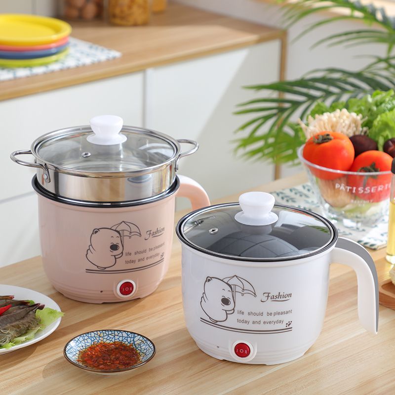 Multipurpose Electric Pot Free Steamer/Mini Rice Cooker Stainless Ceramic Coating Non-Stick 1.5L/Rice Cooker