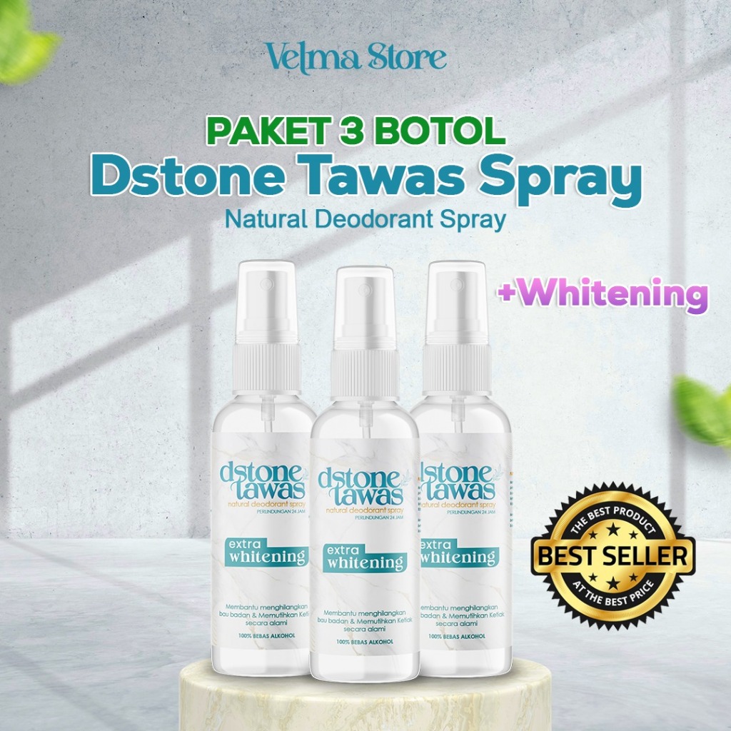 Dstone Deodorant Tawas Extra Whitening 60ml contains 3 pcs Underarm Brightener, overcomes body odor and whitens