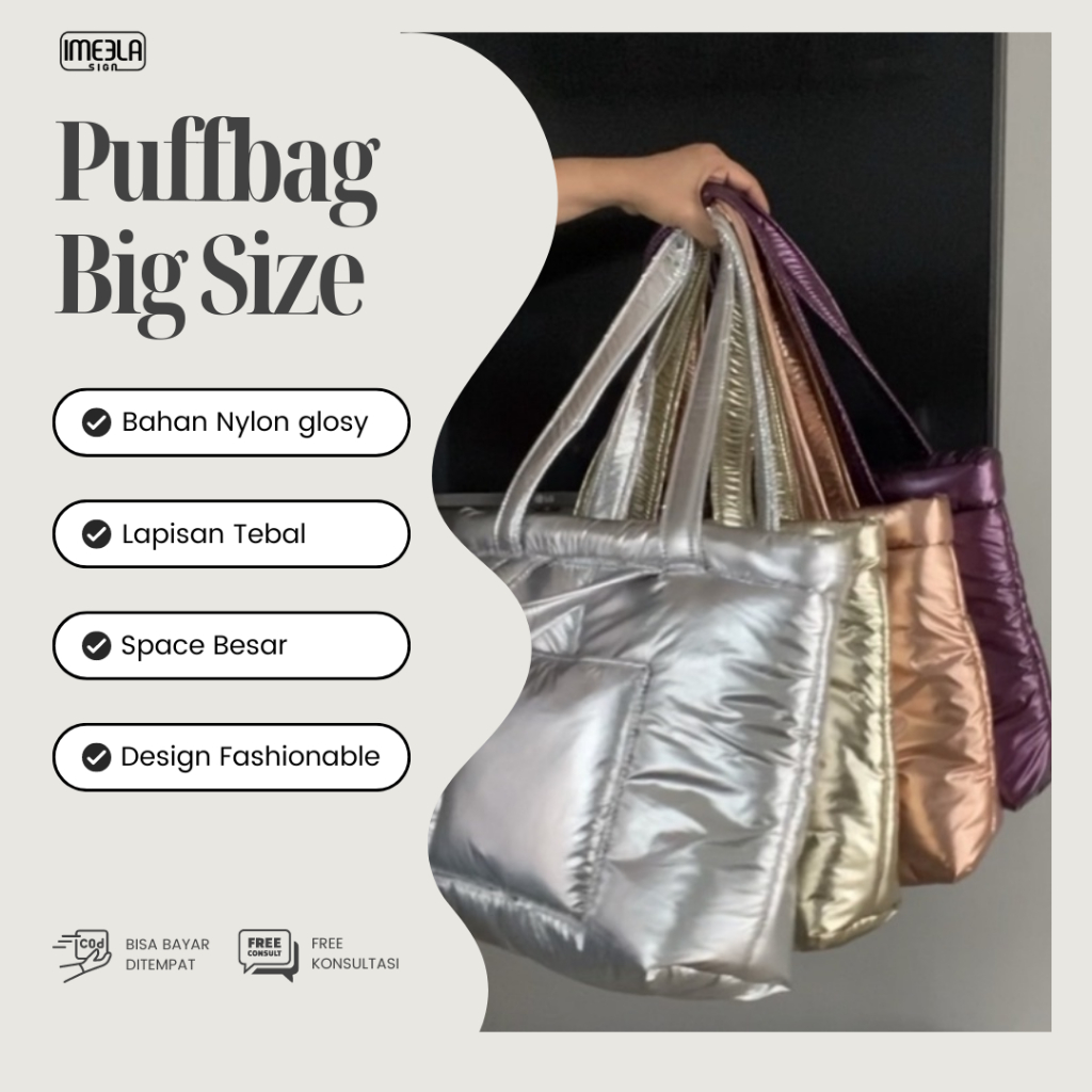 Puffbag Puffy Bag Korean Puffer Tote Bag Slingbag Boho Zipper Women Jumbo