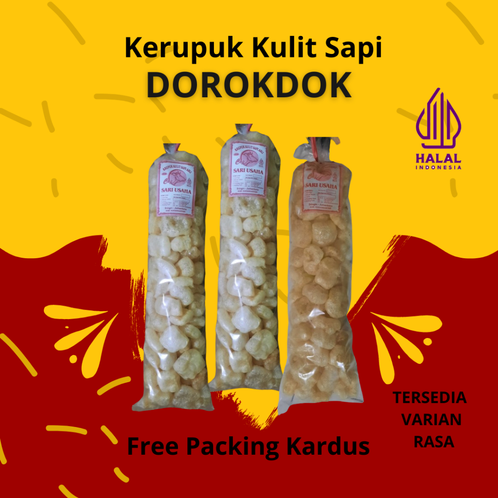 Genuine Cow Leather Crackers Dorokdok Rambak Beef Save Package 1 Click Get 3 Halal Bales