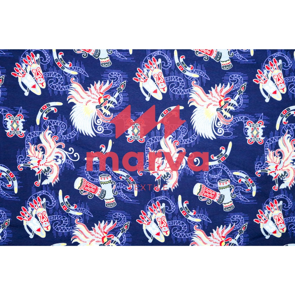 KATUN Premium Meter Batik Fabric. Material: 100% cotton, dobby, Indonesian motif, blue by Marva textile