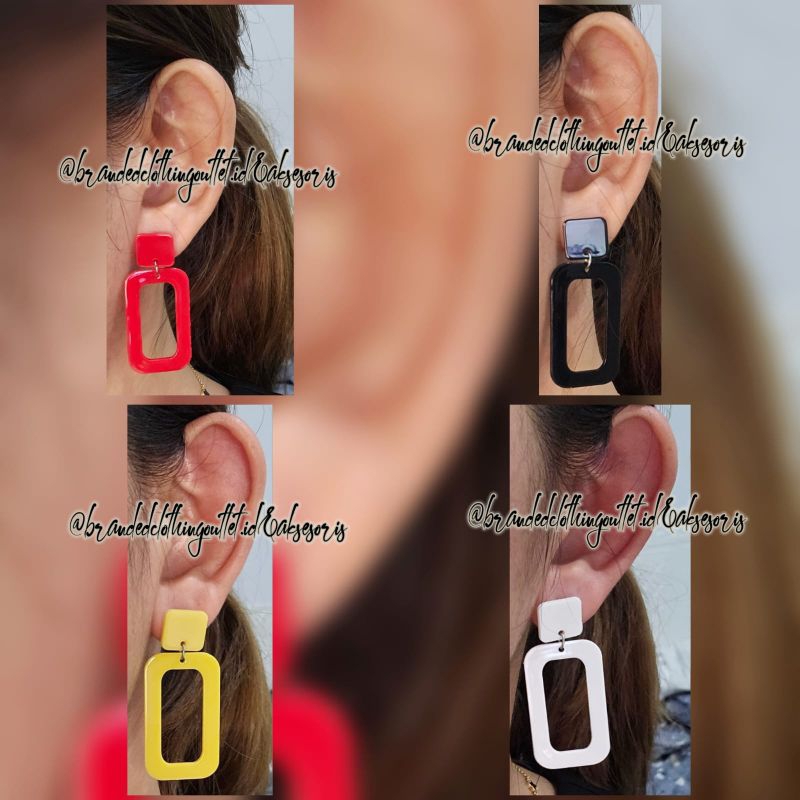 (1 PAIR) GEOMETRIC FASHION STITCH EARRINGS VINTAGE HOLLOW SQUARE EARRINGS KOREAN STYLE EARRINGS ELEGANT PIERCING EARRINGS GEOMETRIC STUD EARRINGS / AC5330