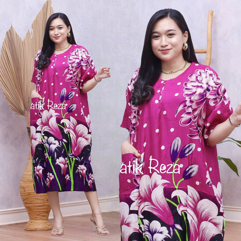 Jumbo Rayon Busui Daster with Front Buttons, Short Sleeves, LD 120-130 CM XXL, Latest Modern Daster