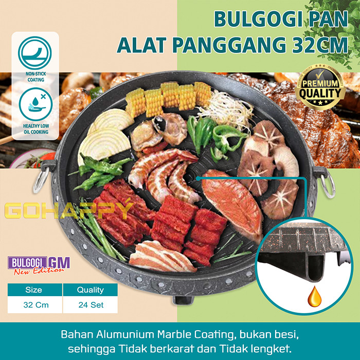 Bulgogi Pan All New 32cm Grill Bbq Grill Without Glass Cover - Bulgogi Grill Pan 32 Cm Korean Bbq Grill and Grill Tool - Round Flat Grill - Round Grill Pan - Korean Grill Pan
