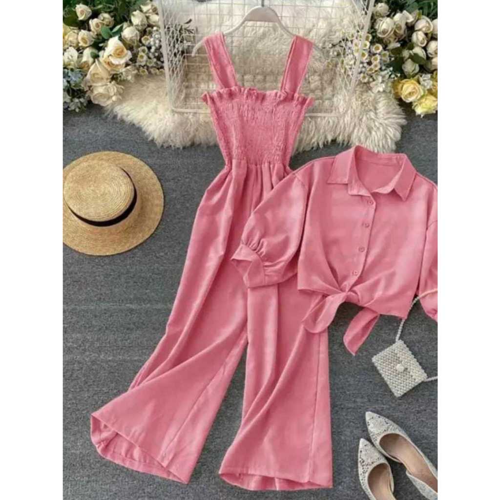Suit korean style JumpsuitWanita Comfortable to Wear Small - Jumbo Size | Cringkle Airflow Material