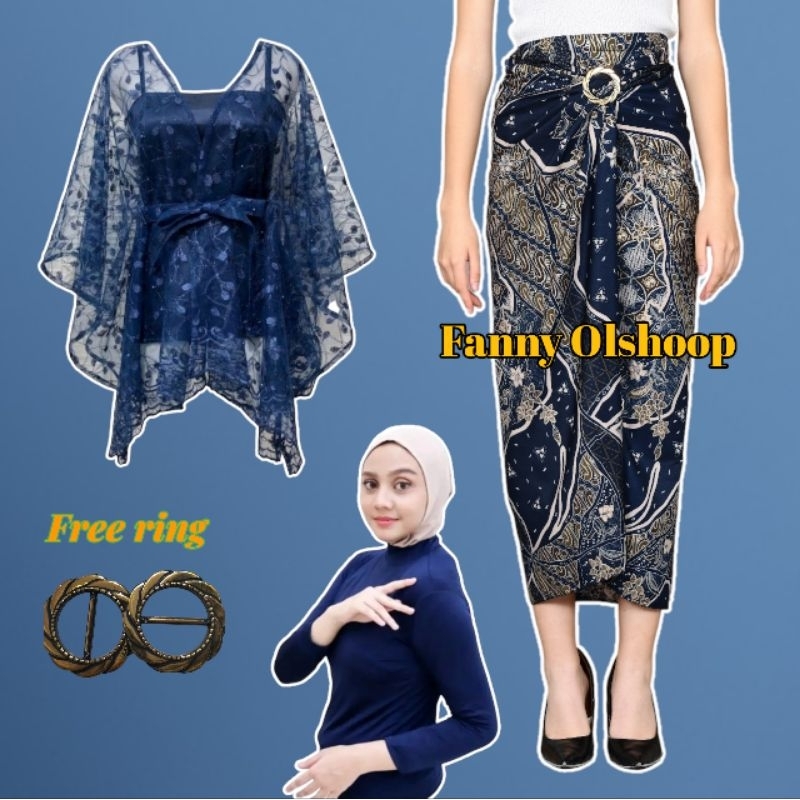 Set outer cardigan combo batik wrap skirt recommendation for the best party and graduation 2024 fanny olshoop