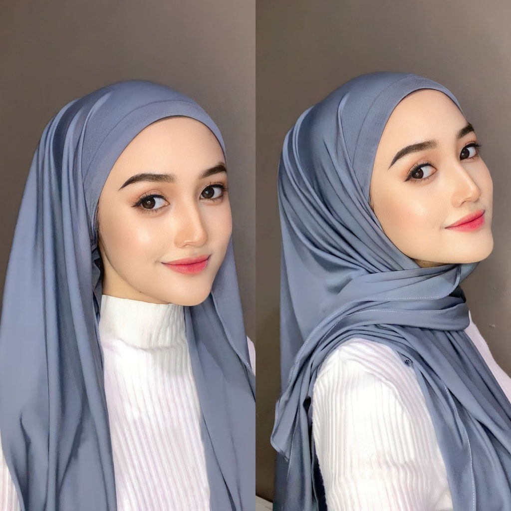 Inara Jersey Oval Triangle Hijab with Strap | Malay Triangle Oval Jersey Strap Hijab