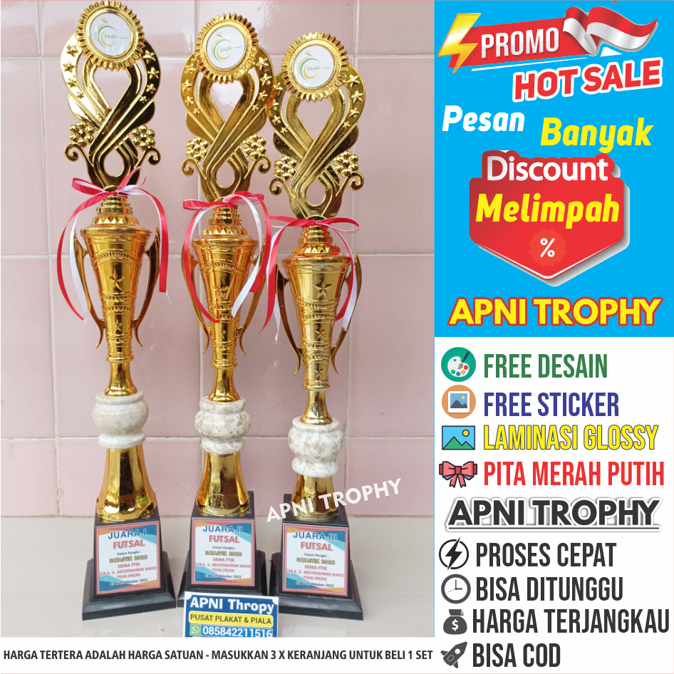 Tall Marble Cup 1st 2nd 3rd Place Trophy Competition for the Republic of Indonesia Anniversary in August Free Ribbon Stickers